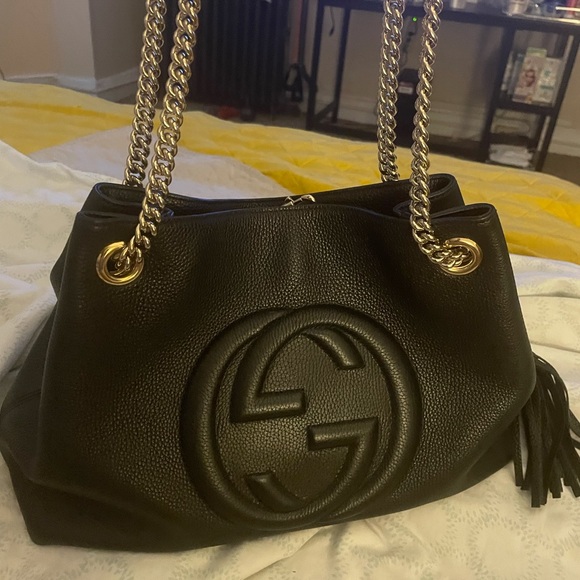 Gucci Handbags - Authentic!! Gucci Chain Soho Tote Tassel Black